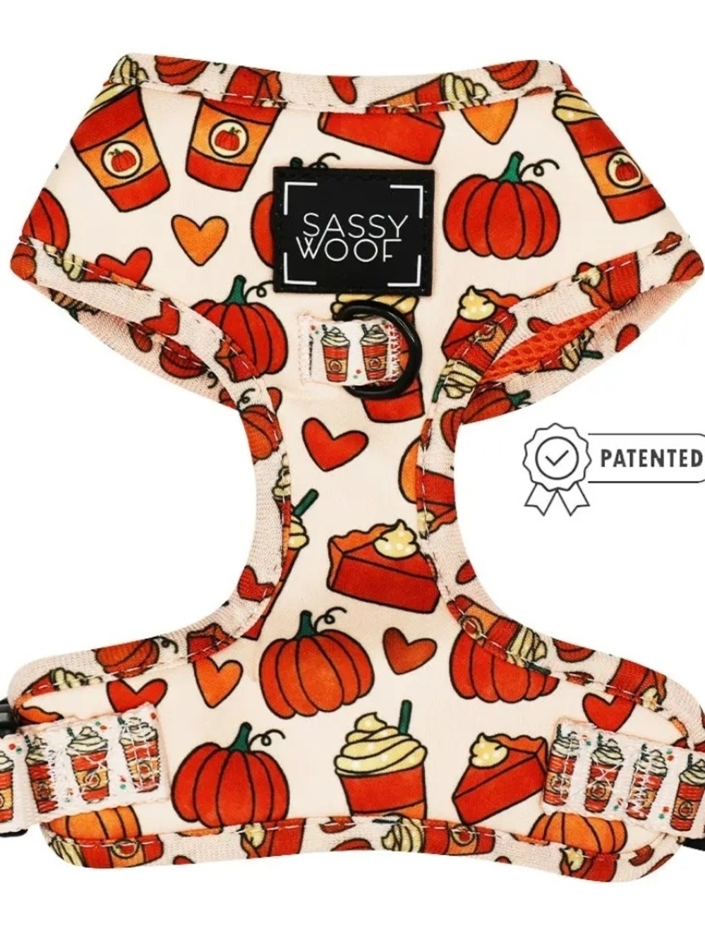 Sassy Woof Pumpkin Spice Dog Harness - Pink & Orange Fall Pattern